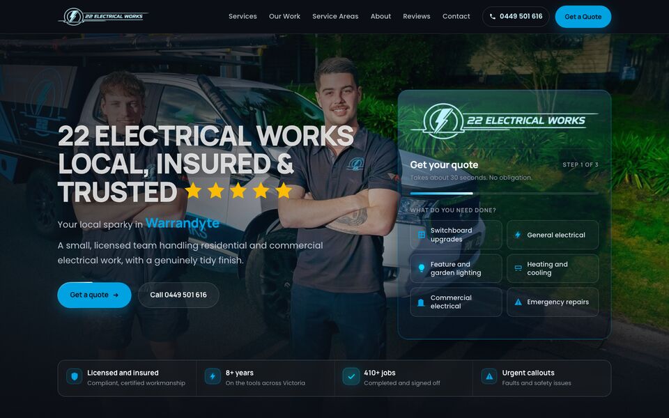 22 Electrical Works website