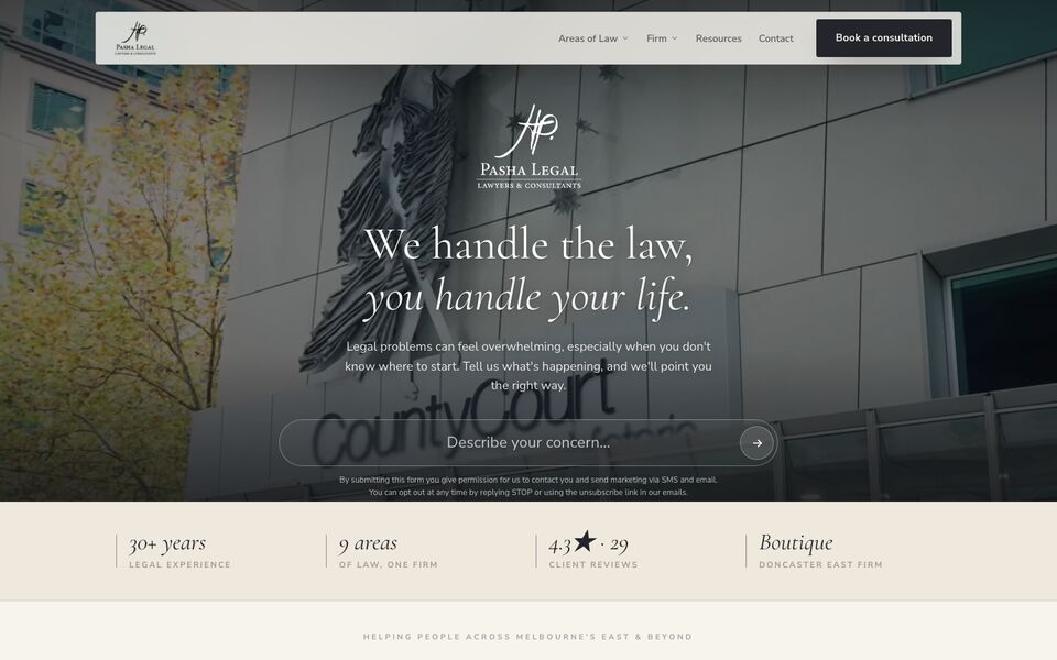 Pasha Legal website