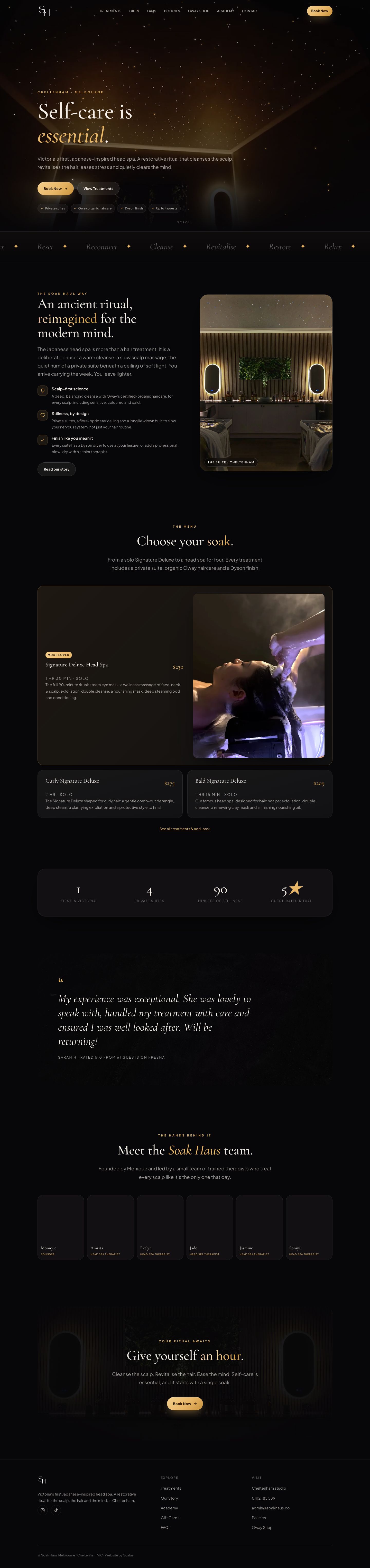Soak Haus head spa website built by Scalus